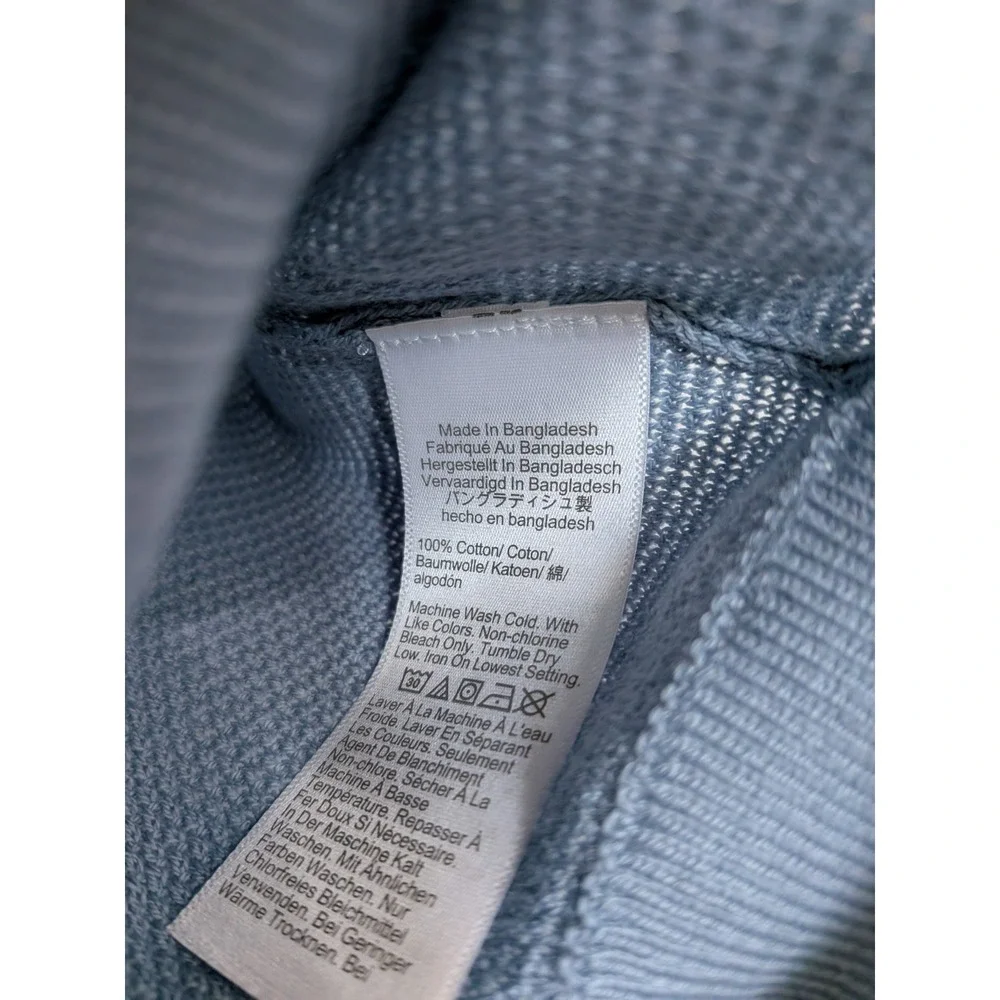 NEW LIGHTWEGIHT J Crew Mens Light Blue Waffle‎ Knit Crewneck Sweater Chambray